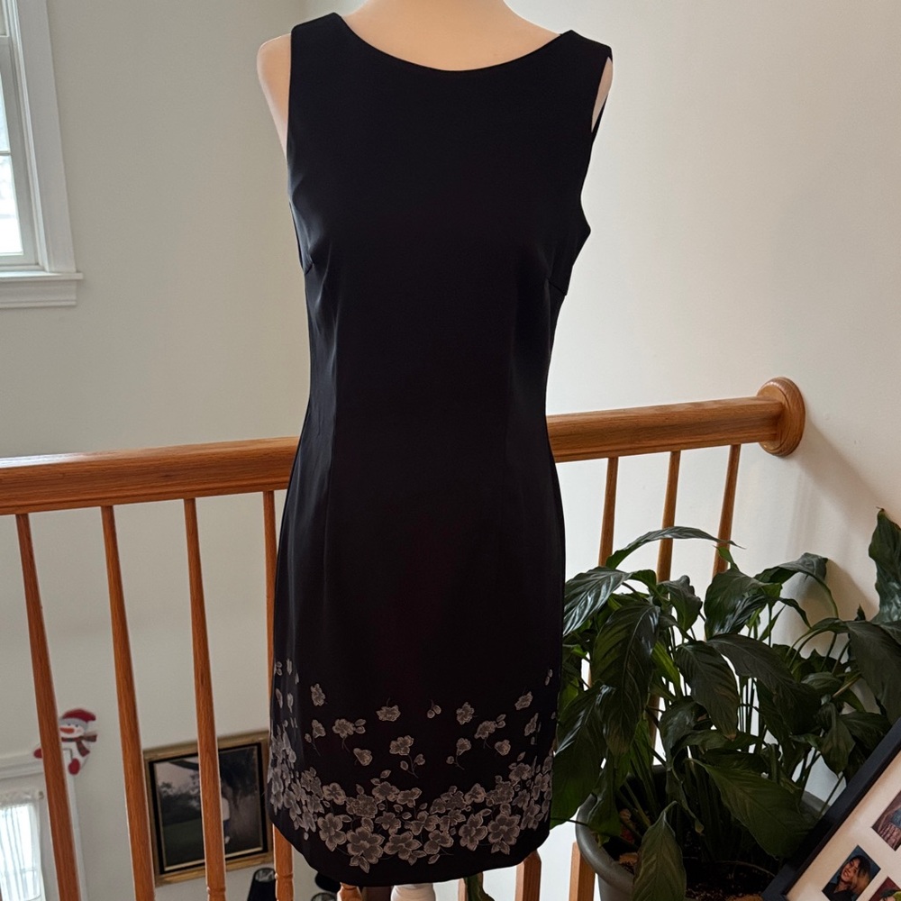 CDC Black Dress with White Floral Accents